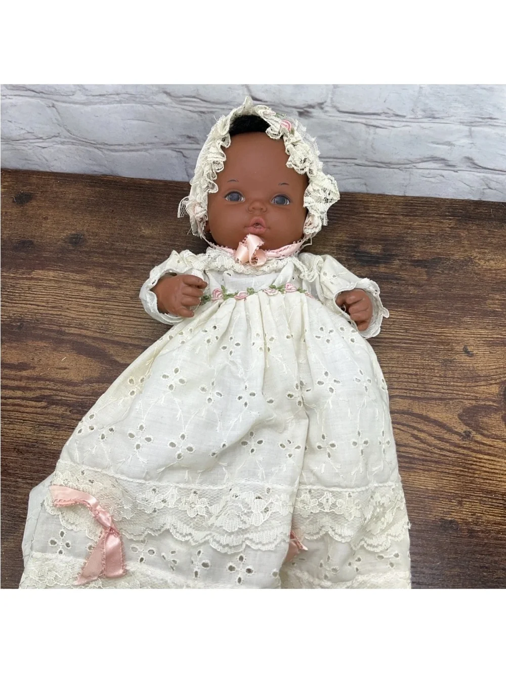 Mattel Ivory Eyelet Dress with Pink Ribbon Accents1972